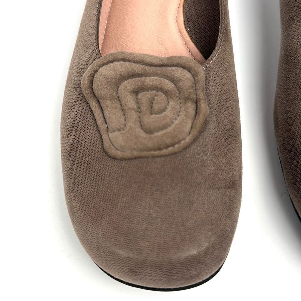 BeautiFeel Alexa Taupe Suede Leather Flats Shoes with Rosette Details 37 US 6,5 - Picture 5 of 15